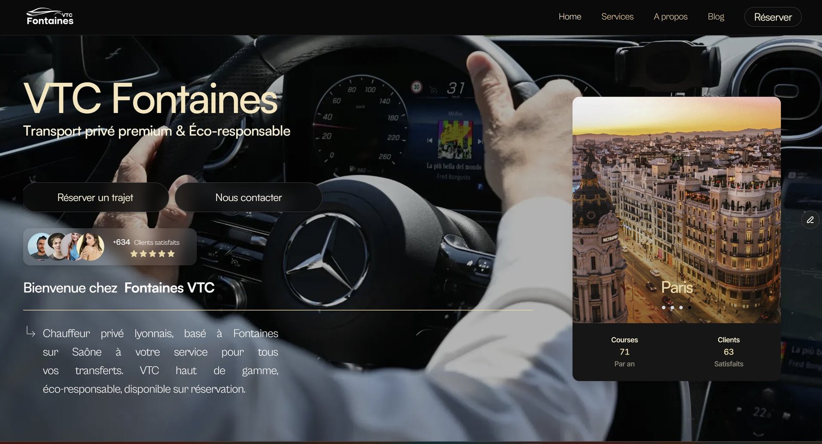 Fontaines VTC — site web transport privé premium à Lyon